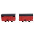 Set de 2 wagons couverts SNCF rouge UIC, toits noirs