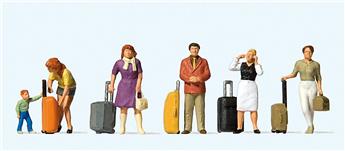 Voyageurs avec valises à roulettes - H0 - Preiser