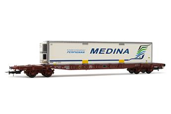 Wagon porte-conteneurs Sgss à 4 essieux avec caisse mobile "Médina", époque V SNCF