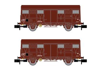 Set de 2 wagons couverts à essieux, type G4 Permanex, SNCF