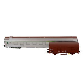 Coffret de 2 unités, train de maintenance, composé de 1 voiture DEV Inox et 1 wagon G4, ép. IV-V SNCF