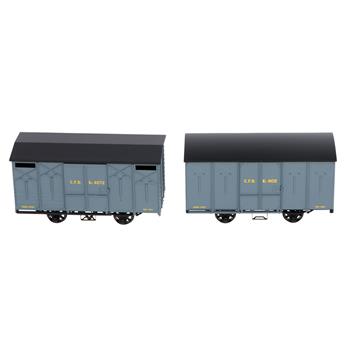 Set de 2 wagons couverts CFD, gris foncé, toits noirs