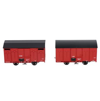 Set de 2 wagons couverts SNCF rouge UIC, toits noirs