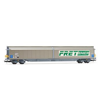 Wagon à parois coulissantes à bogies Habbiss, livrée grise/verte, « FRET », ép. V SNCF
