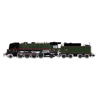 Locomotive à vapeur 141 R 1244, tender fuel grande capacité, livrée verte/noire avec roues blanches, ép. V