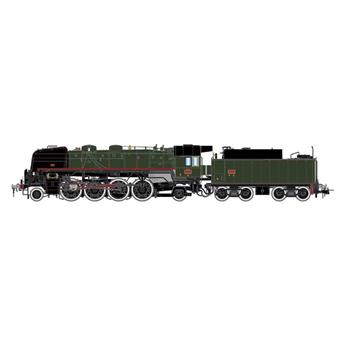 Locomotive à vapeur 141 R 1244, tender fuel grande capacité, livrée verte/noire avec roues blanches, ép. V avec décodeur sonore