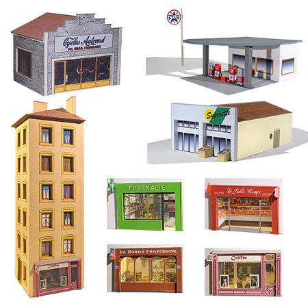 Ensemble de bâtiments en carton à découper "Bâtiments du commerce n°1"