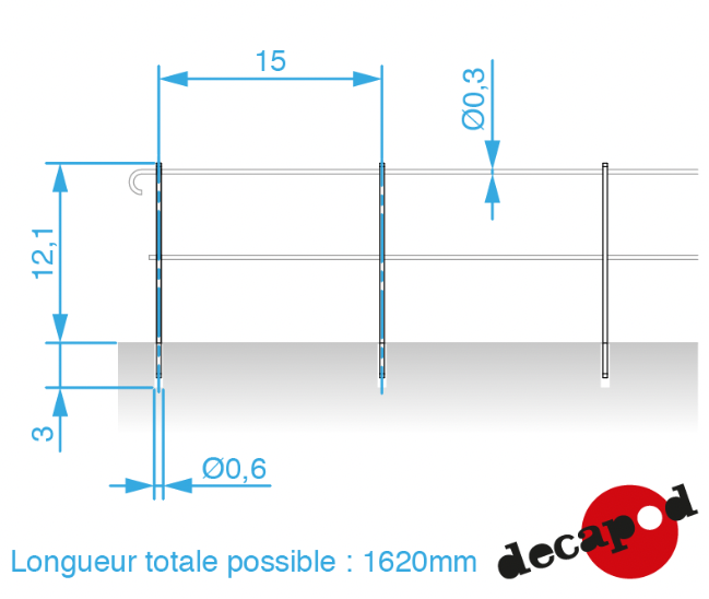 Supports de garde-corps à 2 trous