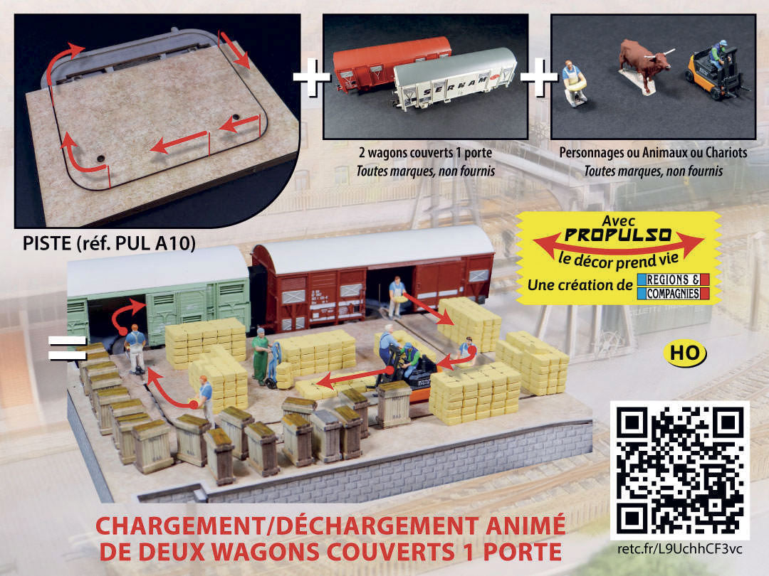 Piste pour chargement / déchargement de deux wagons couverts 1 porte