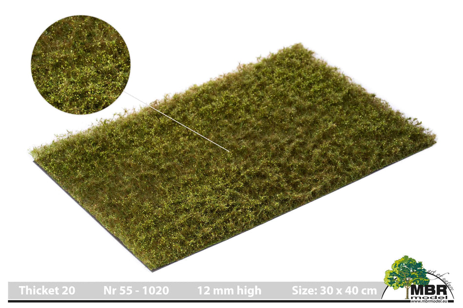 Tapis floqué pour champs et prairies - Broussailles - 12 mm 20 x 30 cm