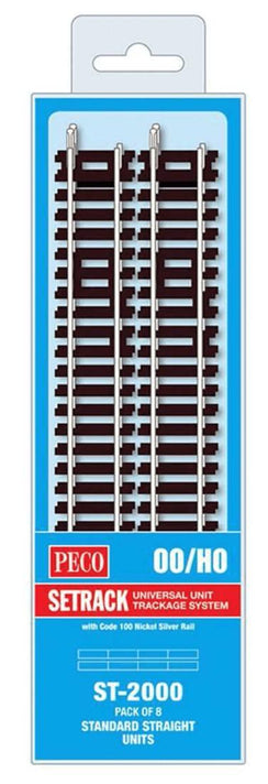 8 éléments droits standards L 168 mm, éch. 00/H0, voie Setrack - code 100