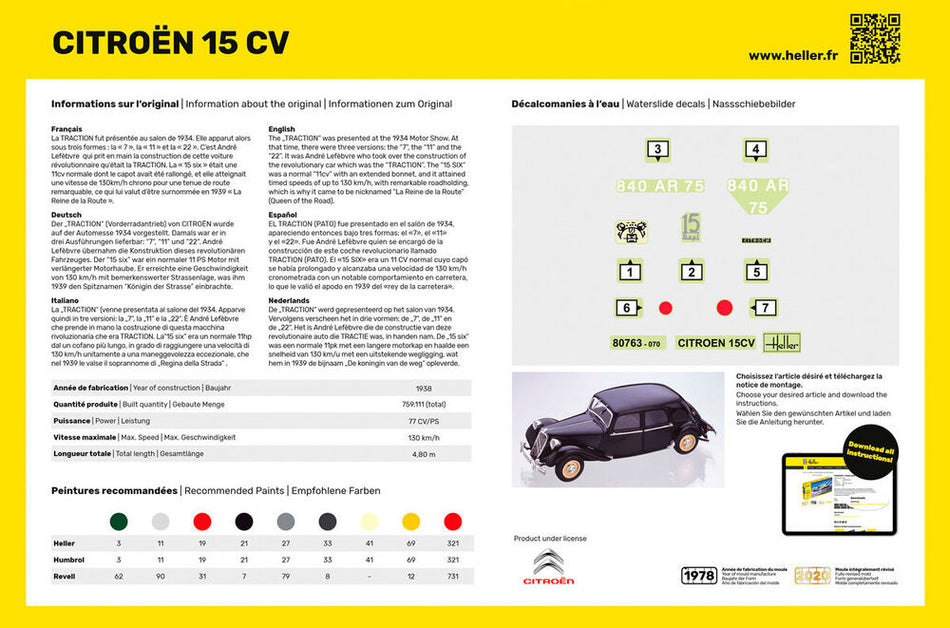 Starter kit Citroën 15 CV  - maquette à monter