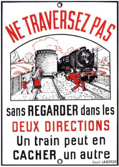 Reproduction plaque émaillée "Ne traversez pas"