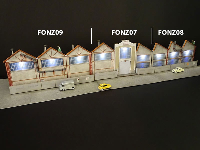 Fond de décor en relief « Usine à Toiture Shed »