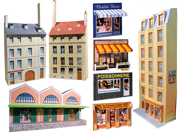 Ensemble de bâtiments en carton à découper "Fonds de décor n° 2"