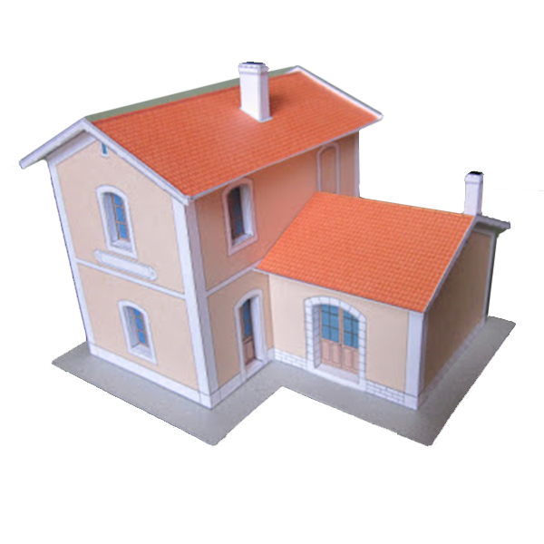 Ensemble de bâtiments en carton à découper "Bâtiments ferroviaires n°1"
