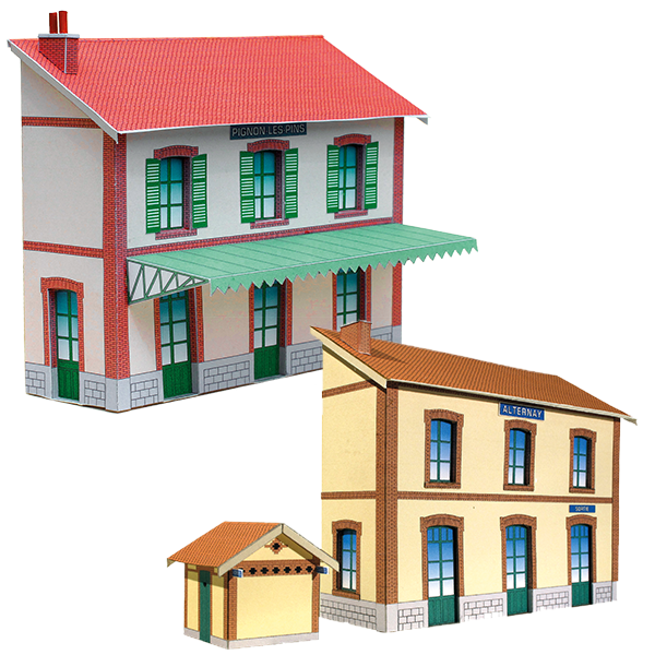Ensemble de bâtiments en carton à découper "Bâtiments ferroviaires n°2"