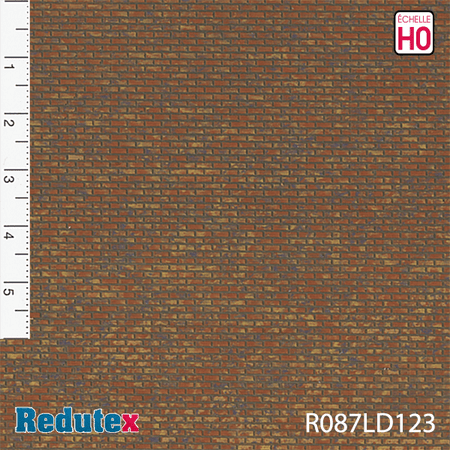 Texture adhésive briques régulières rouge foncé polychrome