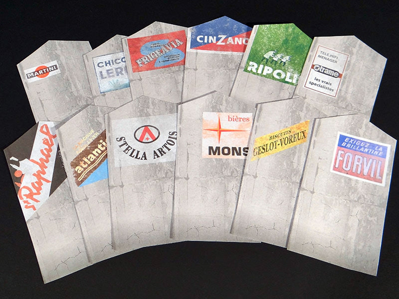 12 publicités peintes sur crépi ancien