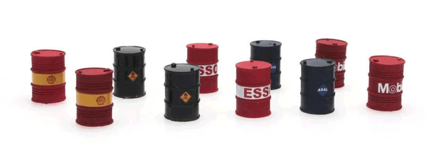 10 fûts de carburant avec logos