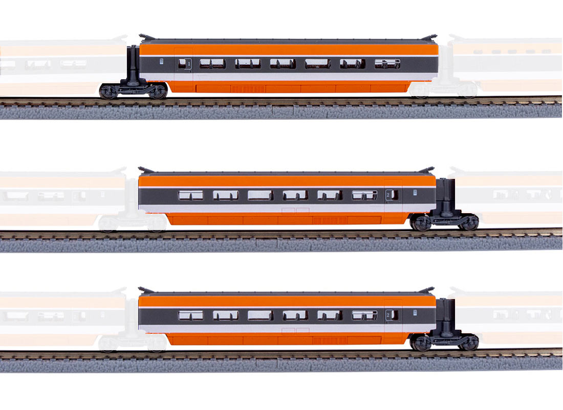 Coffret de 3 voitures supplémentaires TGV livrée orange à l’échelle Z
