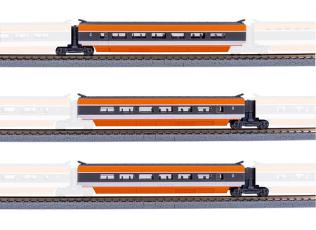 Coffret de 3 voitures supplémentaires TGV livrée orange à l’échelle Z