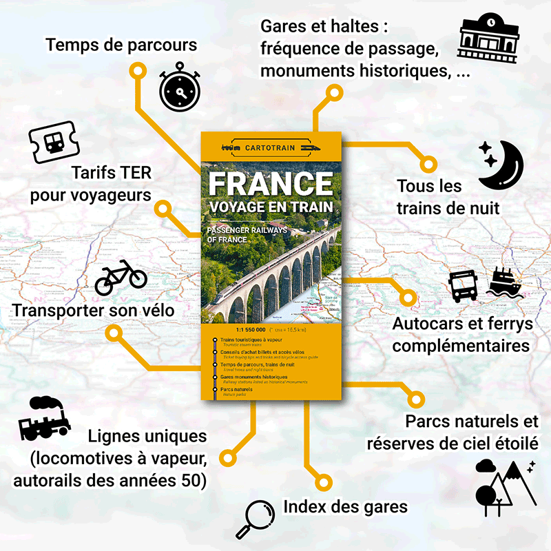 Carte papier "France voyage en train"