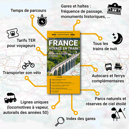 Carte papier "France voyage en train"