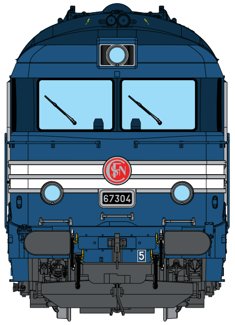 Locomotive Diesel BB 67304 (version d'origine), ép. III-IV, SNCF, éch 0 - Analogique
