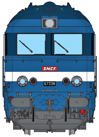 Locomotive Diesel BB 67338 (cabine renforcée), ép. IV-V, SNCF, éch 0 - DCC Sound