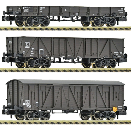 Coffret de 3 wagons de marchandises type TP, ép. III, SNCF, éch. N