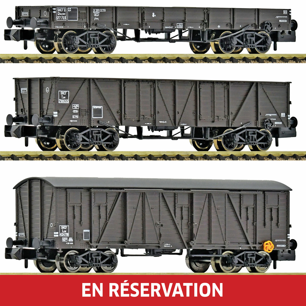 Coffret de 3 wagons de marchandises, ép. III, SNCF, éch. N
