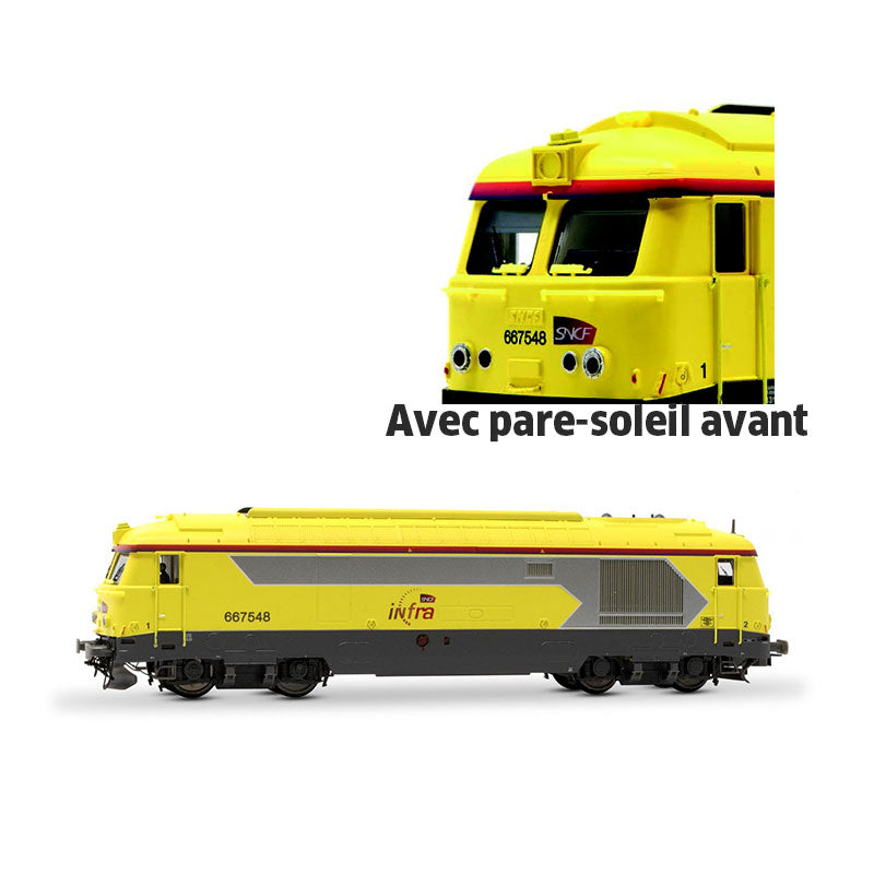 Locomotive diesel BB 667548, livrée jaune Infra, ép. VI, SNCF, analogique