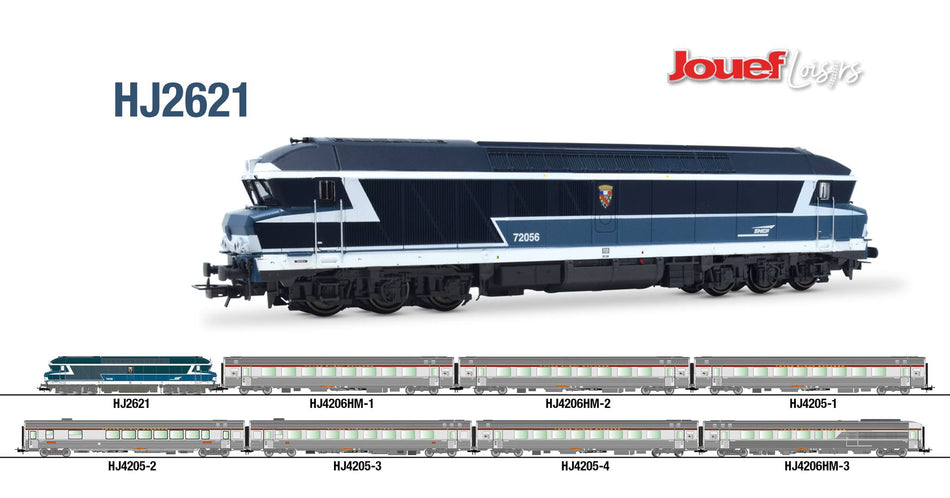 Locomotive diesel CC 72056 « La Bourboule », livrée bleue avec logo « Casquette », ép. V, SNCF