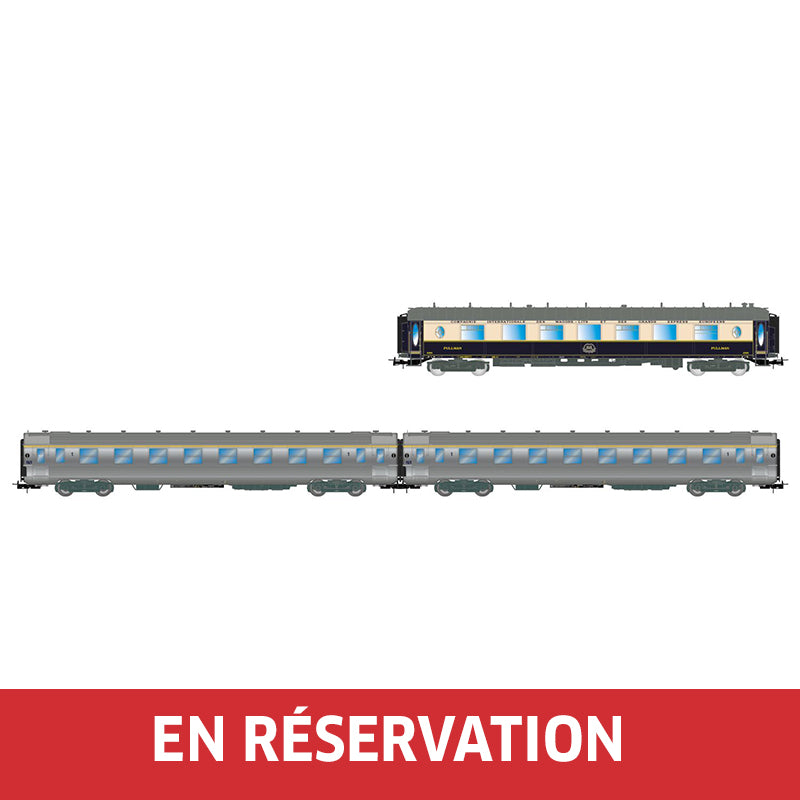 Coffret de 3 voitures « Sud Express », voiture-salon CIWL + 2 x DEV Inox courtes, no. 2/2, ép. III-IV, SNCF