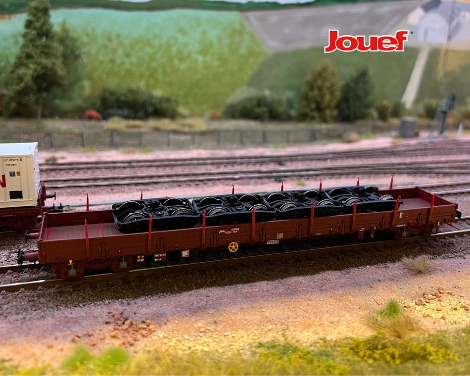 Wagon plat à bogies type Res, chargé de bogies Y25, ép. V, SNCF