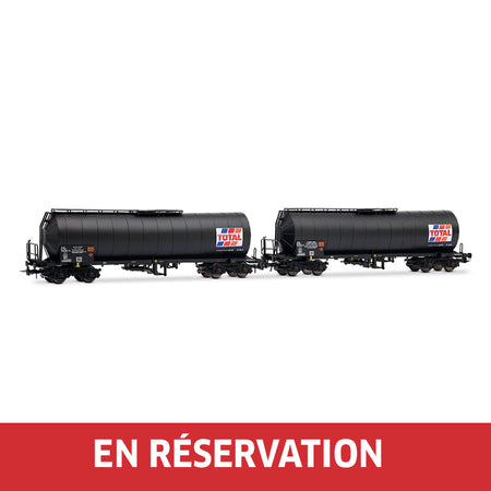 Coffret de 2 wagons-citernes à 4 essieux « TOTAL France », livrée noire, ép. IV, SNCF