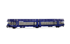 Wagon porte-voitures, Laeks 63C « Hispanauto », livrée bleue, ép. VI, Transfesa