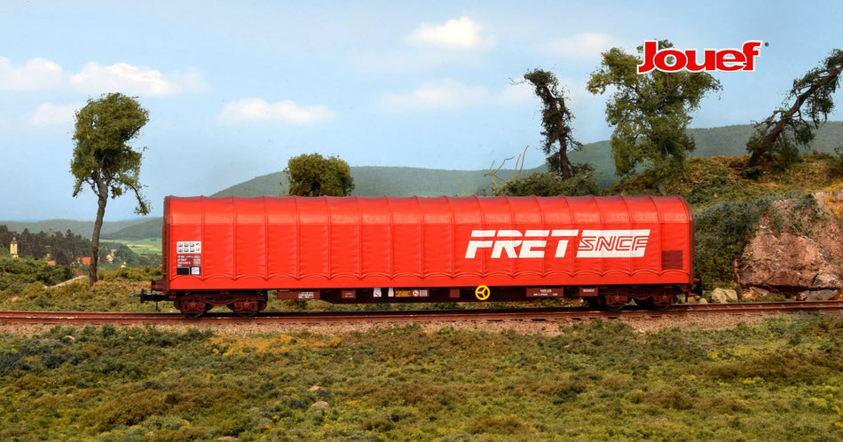 Wagon bâché à 4 essieux type Rils, « FRET », livrée rouge, ép. IV-V, SNCF