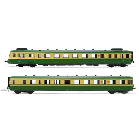 Autorail diesel RGP II, avec motrice + remorque en version modernisée, livrée verte/beige, ép. IV. SNCF avec décodeur sonore