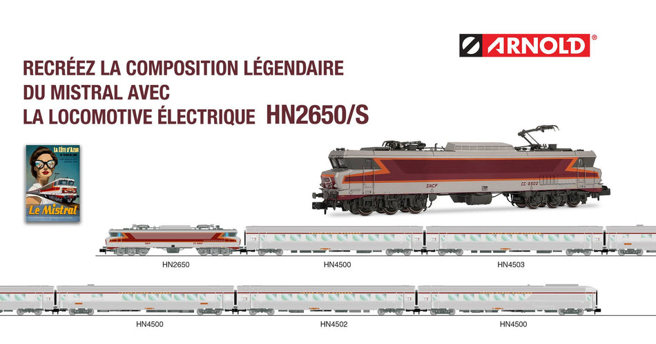 Locomotive électrique CC 6502 « Mistral », livrée d'origine argent, ép. IV, SNCF, avec décodeur sonore