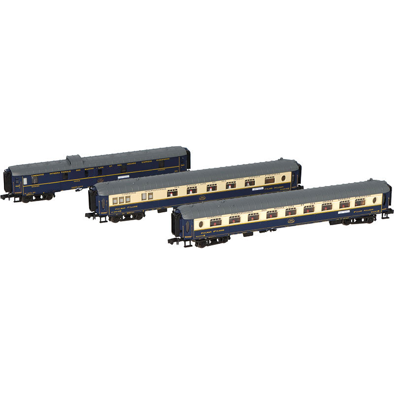 Coffret de 3 voitures « Edelweiss Pullman Express », set 1/2 (DD3, VPC Flèche d'Or + VP Étoile du Nord), ép. II, CIWL