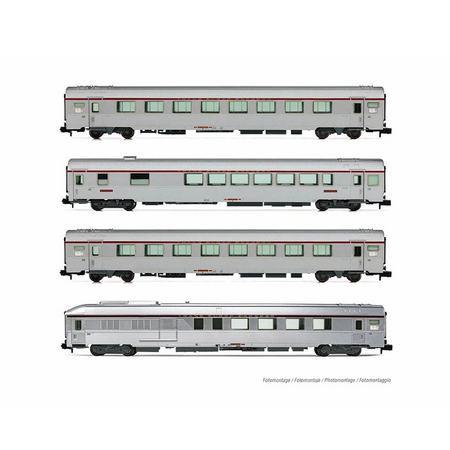 Coffret de 4 voitures type Mistral '69, TEE "Jules Verne", Paris-Nantes, ép. IV, SNCF