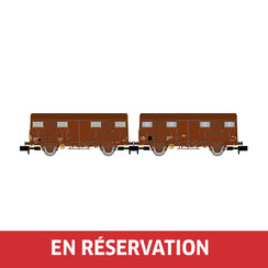 Coffret de 2 wagons Gs, livrée marron, dont un avec feux de fin de convoi, ép. IV, SNCF, éch. N