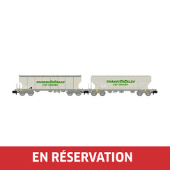 Coffret de 2 wagon-trémie céréalier « Transcéréales – CAF Grains », avec parois lisses et bombées, ép. IV-V, SNCF, éch. N
