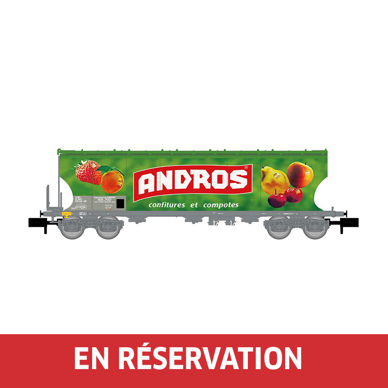 Wagon-trémie pour transport de sucre à 4 essieux, « Andros », livrée verte, ép. V, SNCF, éch. N
