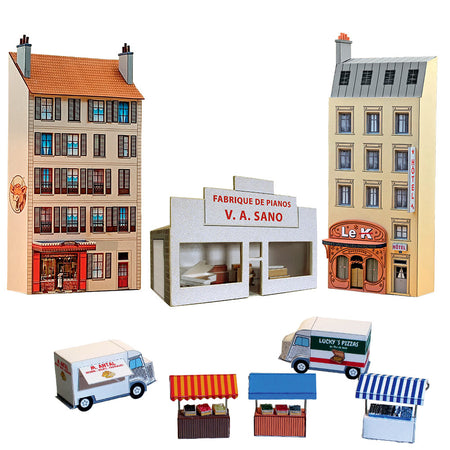 Ensemble de bâtiments en carton à découper "Bâtiments du commerce n°2"