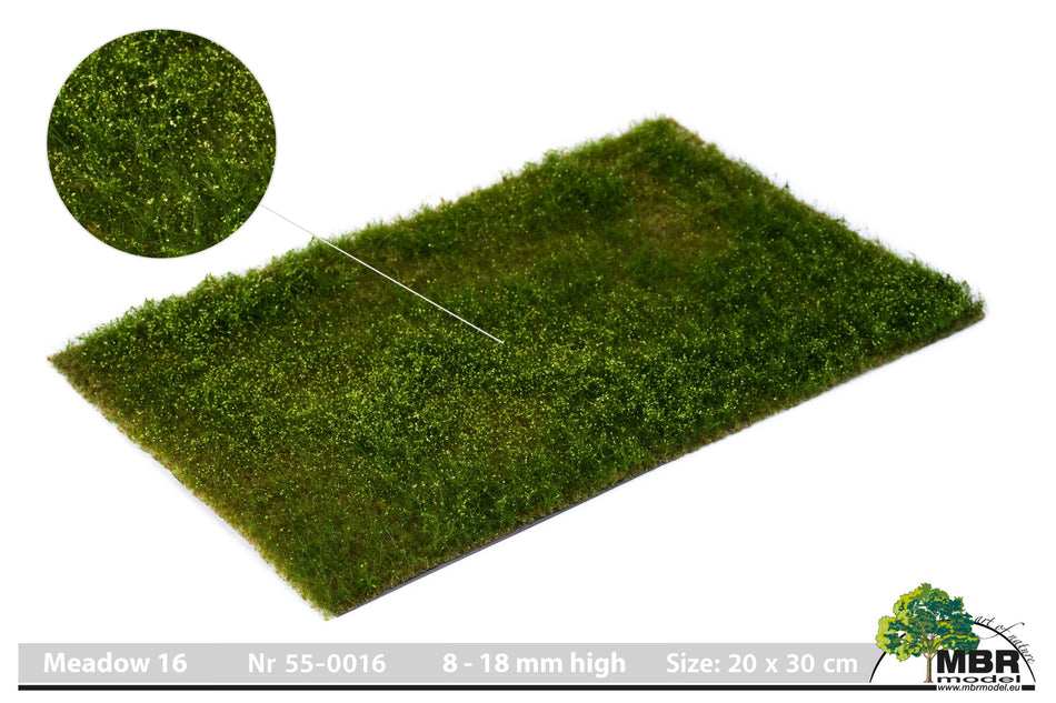 Tapis floqué pour champs et prairies - Prairie fleurie blanc et jaune - 8-18 mm 20 x 30 cm