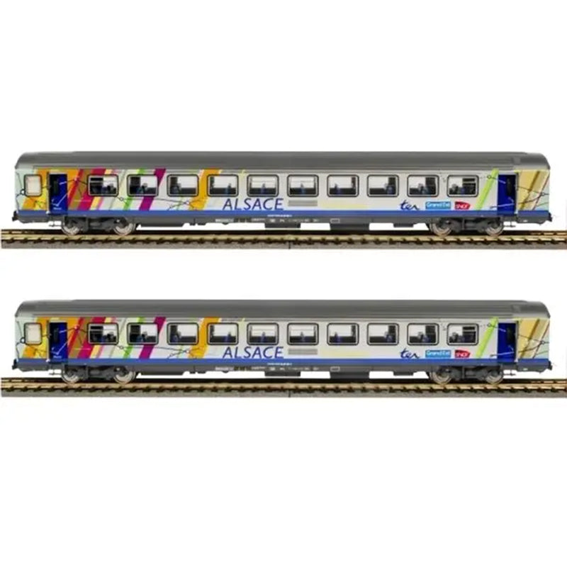 Set de 2 voitures corail Alsace A10tu + B11tu, ép. VI, SNCF