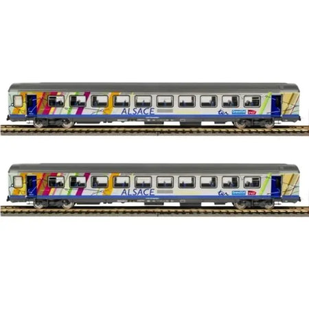 Set de 2 voitures corail Alsace A10tu + B11tu, ép. VI, SNCF